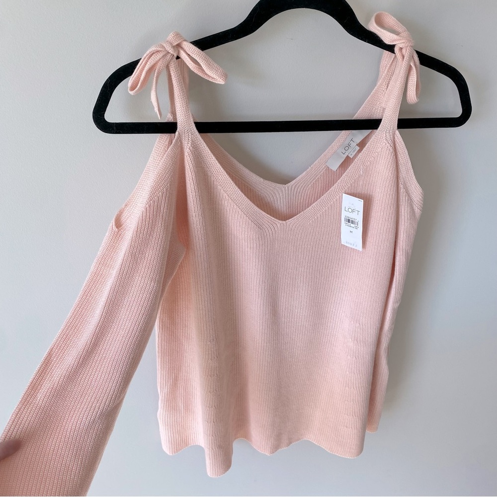 NWT LOFT Light Pink Open Shoulder Sweater Size Medium